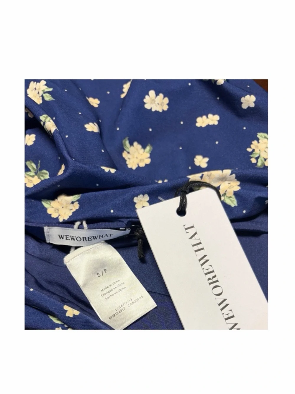WeWoreWhat Polka Dot Floral High Rise Swim Bottom NWT